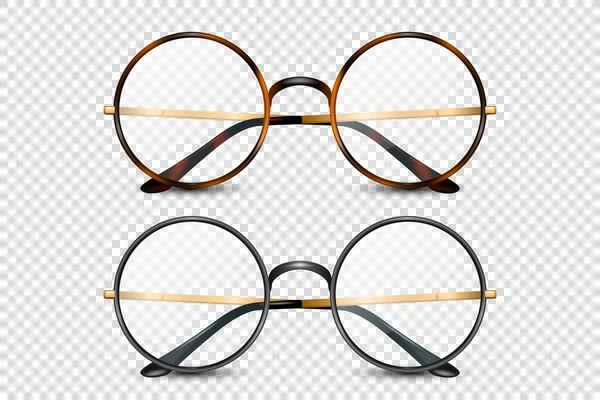 Vector Realistischer Leopard Schwarze Brille Mit Rundem Rahmen Und Klarem — Stockvektor