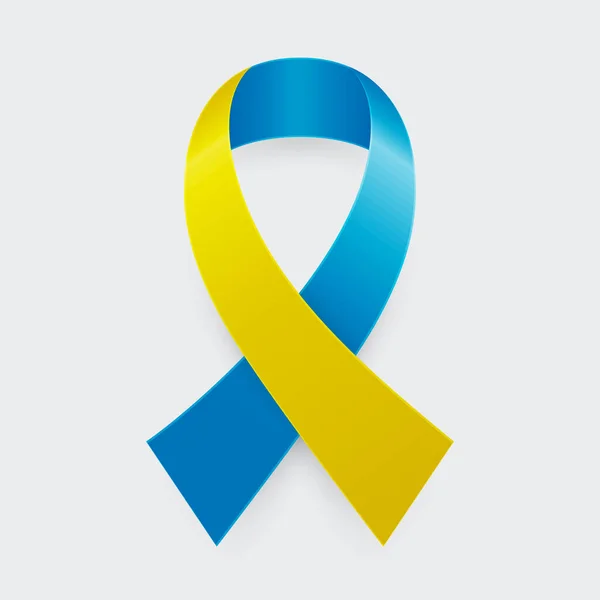 Vector Realistic Yellow Blue Ribbon Icon Closeup Isoliert Auf Weißem — Stockvektor