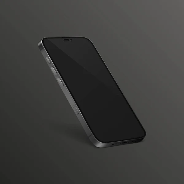 Modèle Conception Smartphone Moderne Noir Réaliste Vectoriel Avec Écran Noir — Image vectorielle