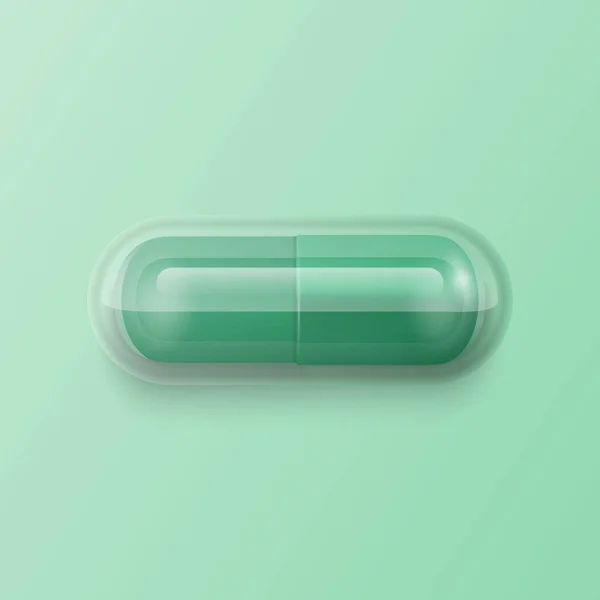 Vector Realistische Green Pharmaceutical Medical Pil Capsule Tablet Groene Achtergrond — Stockvector