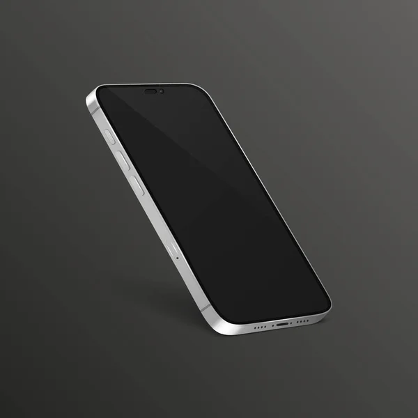 Vector Realistic White Modern Smartphone Design Template Black Screen Mobile — Stock Vector