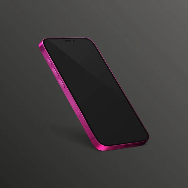 Vector Realista Rosa Moderno Smartphone Design Template Com Tela Preta — Vetor de Stock