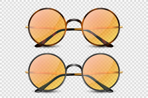 Vector Realistischer Leopard Schwarze Brille Mit Rundem Rahmen Und Orangefarbenem — Stockvektor