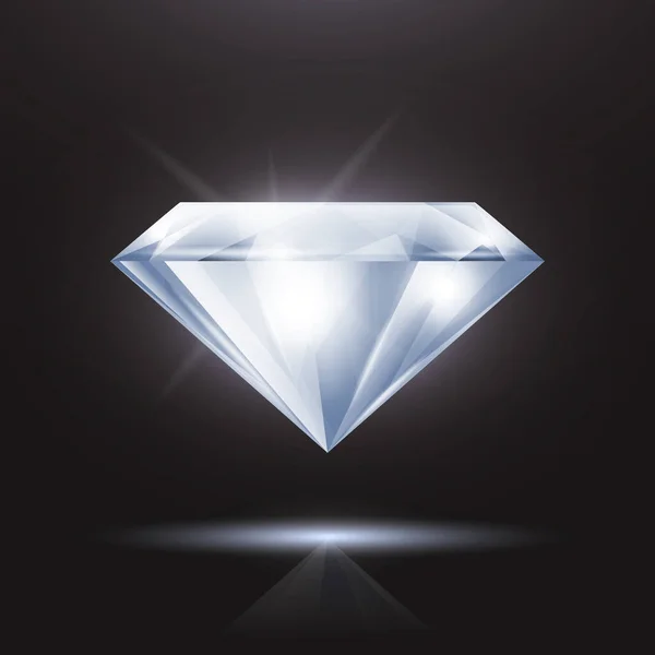 Vector Realistische Weiße Transparente Dreieck Leuchtender Edelstein Diamant Kristall Strass — Stockvektor