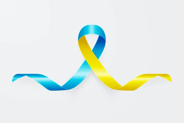 Vector Realistic Yellow Blue Ribbon Icon Closeup Isoliert Auf Weißem — Stockvektor