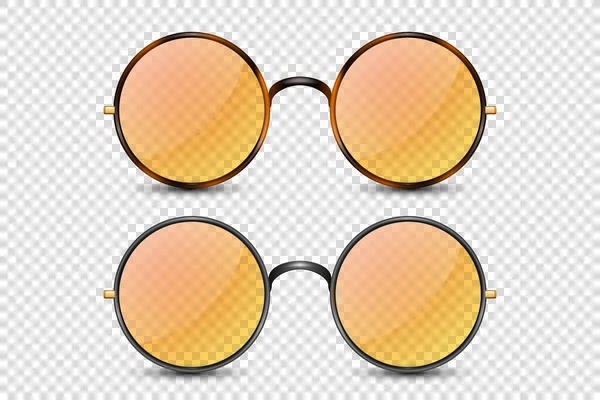 Vector Realistischer Leopard Schwarze Brille Mit Rundem Rahmen Und Orangefarbenem — Stockvektor