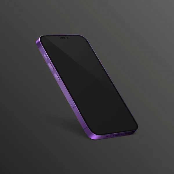 Vector Realistic Purple Modern Smartphone Design Template Black Screen 전화가 — 스톡 벡터