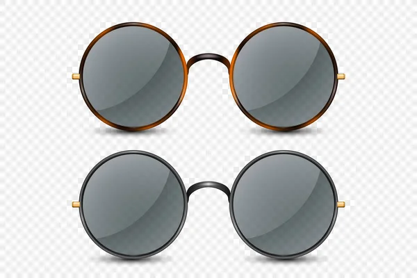 Vector Leopardo Realista Conjunto Gafas Marco Redondo Negro Con Vidrio — Vector de stock