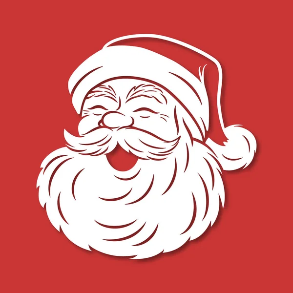 Vector Schattig Grappig Glimlachend Kijkende Kerstman Hoofd Ikoon Design Sjabloon — Stockvector