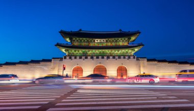 Joseon hanedanlığının Gwanghwamun kapısı 14 Eylül 2021 'de Kore' de Gyeongbokgung kraliyet sarayı.