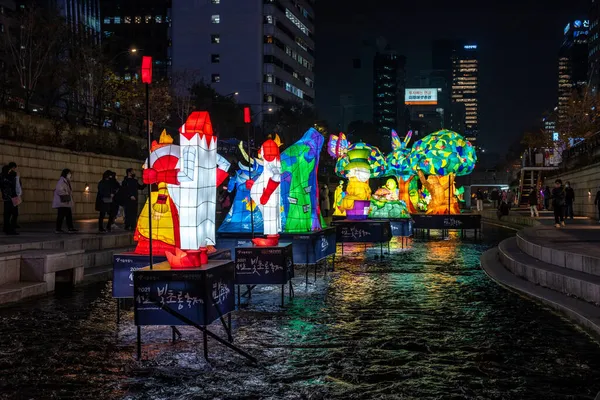 Festival Lanternas Seul Longo Riacho Cheonggyecheon Seul Coreia Sul Novembro — Fotografia de Stock