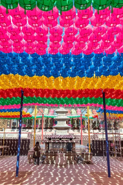 Kleurrijke Lantaarns Bongeunsa Boeddhistische Tempel Gangnam Seoul Zuid Korea Februari — Stockfoto