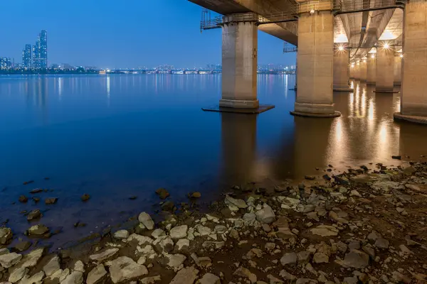Han River Seoul Cityscape Night View South Korea April 2022 — 스톡 사진