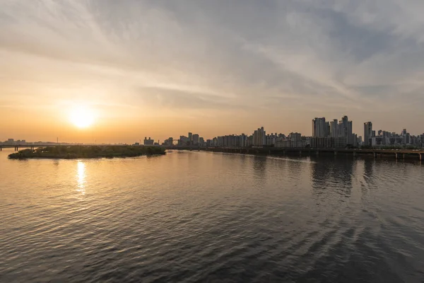 Han River Seoul Cityscape Sunset View South Korea April 2022 — Foto de Stock