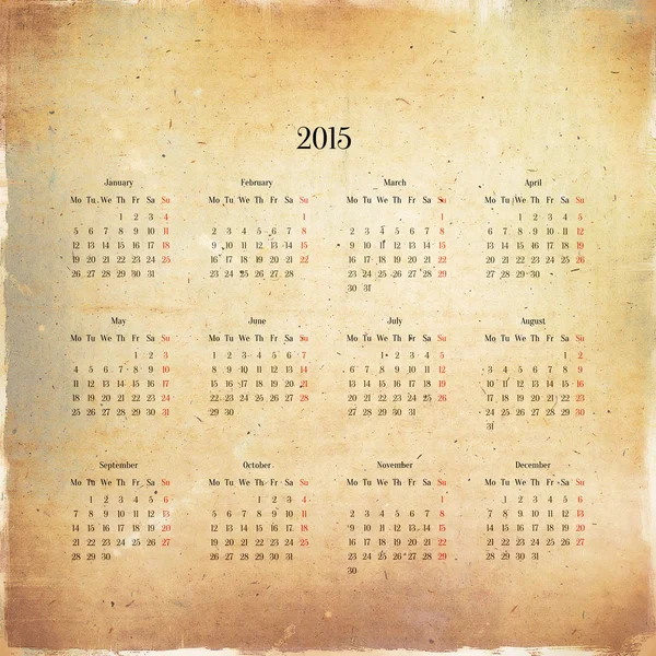 Calendario 2015 in stile retrò, sfondo vintage — Foto Stock