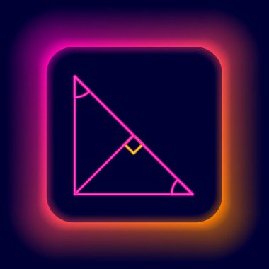 Siyah arkaplanda izole edilmiş bir üçgen simgesinin parlayan neon çizgisi açısı. Renkli taslak konsepti. Vektör.