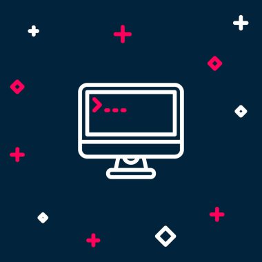 Hat Bilgisayar ekranı simgesi mavi arkaplanda izole edildi. Elektronik cihaz. Ön manzara. Renkli taslak konsepti. Vektör