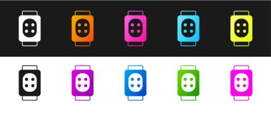 Siyah ve beyaz arkaplanda dizlik simgesini ayır. Olağanüstü bir spor. Kaykay, bisiklet, paten kayma koruyucu giysi. Vektör