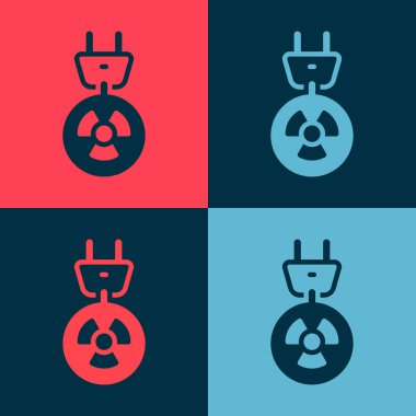 Pop Art Radyasyon Elektrik prizi ikonu renk arkaplanında izole edildi. Nükleer enerji. Vektör