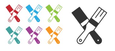 Beyaz arkaplanda siyah boya fırçası simgesi izole edildi. Simgeleri renklendirin. Vektör