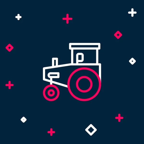 Ikona Čárového Traktoru Izolovaná Modrém Pozadí Barevný Koncept Vektor — Stockový vektor