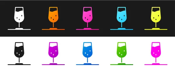 Set Wine Glass Icon Isolated Black White Background Wineglass Sign — Stock Vector