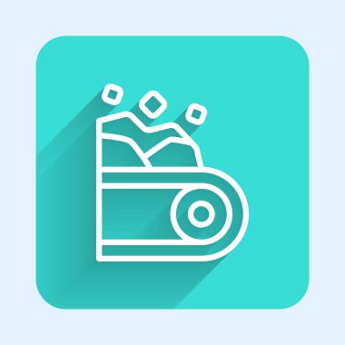 Kömür simgesini taşıyan beyaz çizgi taşıyıcı şeridi uzun gölge arkaplanlı. Yeşil kare düğmesi. Vektör