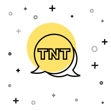 Beyaz arka planda izole edilmiş siyah çizgi dinamit çubuğu ikonu. Saatli bomba - patlama tehlikesi kavramı. Rastgele dinamik şekiller. Vektör