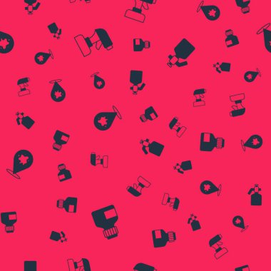 Boya, guaj, kavanoz, boya, sprey tabanca ve kusursuz desen. Vektör