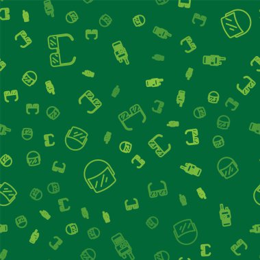 Güvenlik gözlüğü, polis miğferi ve telsiz telsizini kusursuz şekilde ayarla. Vektör