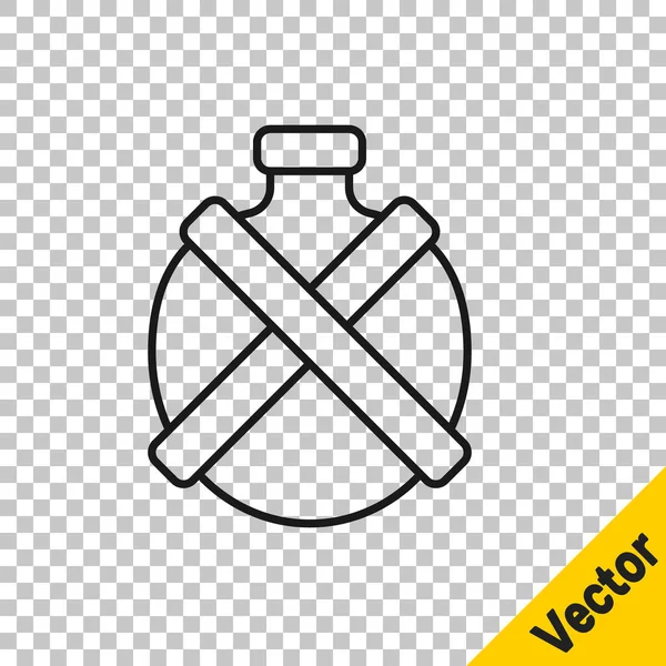 Schwarze Linie Kantine Wasserflasche Symbol Isoliert Auf Transparentem Hintergrund Ikone — Stockvektor