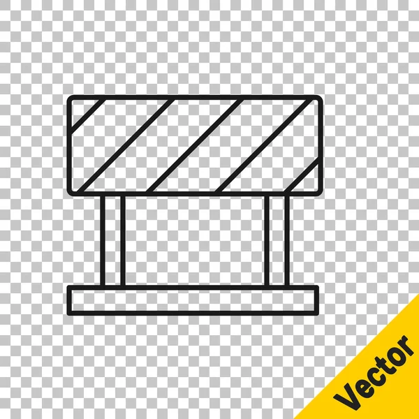 Svart Linje Road Barriär Ikon Isolerad Transparent Bakgrund Symbol För — Stock vektor