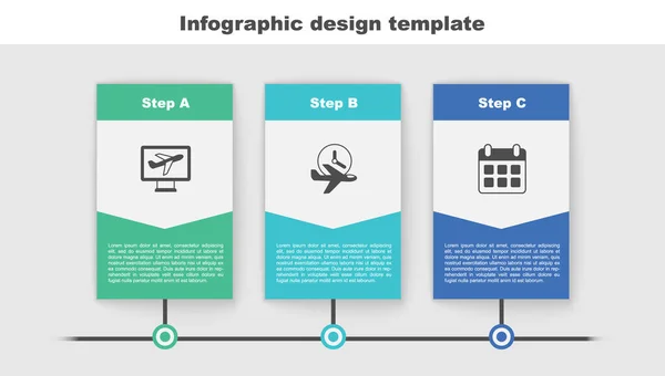 Vliegtuig Vluchttijd Kalender Vliegtuig Instellen Bedrijfsinfographic Sjabloon Vector — Stockvector