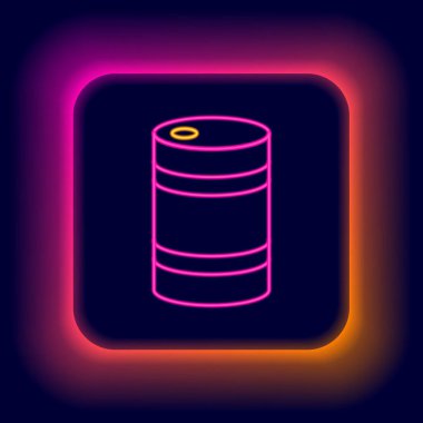 Parlayan neon hattı metal bira fıçısı ikonu siyah arkaplanda izole edildi. Renkli taslak konsepti. Vektör