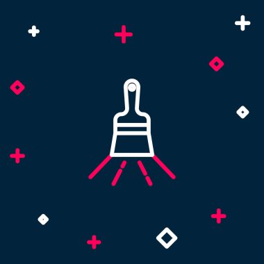 Çizgi fırçası simgesi mavi arkaplanda izole edildi. Renkli taslak konsepti. Vektör