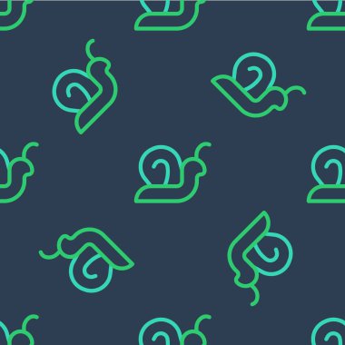 Çizgi Salyangoz simgesi mavi arkaplanda kusursuz desen izole etti. Vektör