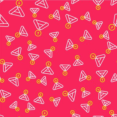 Çizgi Madalyası simgesi kırmızı arkaplanda izole edilmiş. Kazanan sembol. Vektör