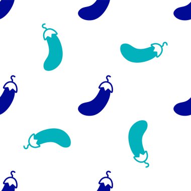 Mavi Patlıcan simgesi beyaz arka planda izole edilmiş kusursuz desen. Vektör