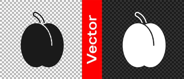 Ikone der schwarzen Pflaume isoliert auf transparentem Hintergrund. Vektor — Stockvektor