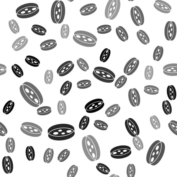 Boîte de Petri noire avec icône bactérienne motif isolé sans couture sur fond blanc. Vecteur — Image vectorielle