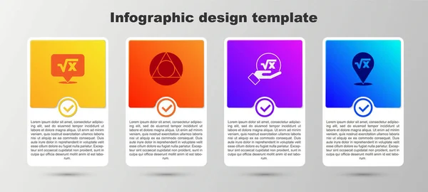 Establecer raíz cuadrada de x glifo, Triángulo matemáticas, y. Plantilla de infografía empresarial. Vector — Vector de stock