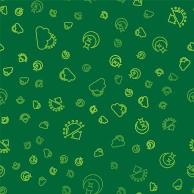 Güneş 'i, bulutları, günbatımını ve Ay' ın yıldızlarını kusursuz bir kalıba sokun. Vektör