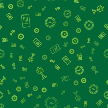 Tren biletini, trafik lambasını ve istasyon saatini pürüzsüz bir şablona ayarla. Vektör