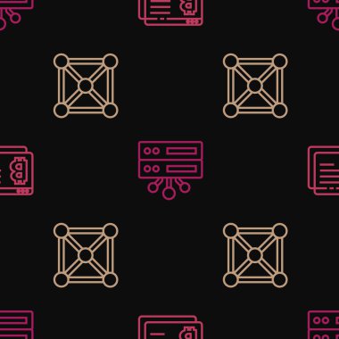 Hat Bitcoin 'i tarayıcıya, Blokchain teknolojisini ve Sunucuyu kusursuz desene ayarlayın. Vektör