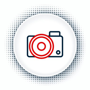 Çizgi fotoğraf makinesi simgesi beyaz arkaplanda izole edildi. Fotoğraf makinesi simgesi. Renkli taslak konsepti. Vektör