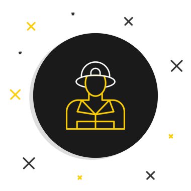 İtfaiyeci çizgisi simgesi beyaz arka planda izole edildi. Renkli taslak konsepti. Vektör