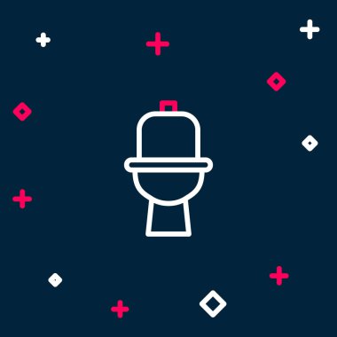 Hat tuvaleti ikonu mavi arka planda izole edildi. Renkli taslak konsepti. Vektör