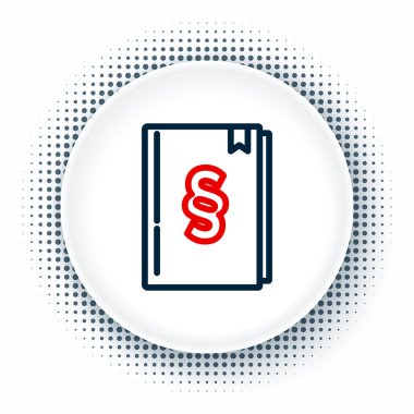 Satır Hukuku kitabı simgesi beyaz arkaplanda izole edildi. Yasal yargıç kitabı. Yargılama kavramı. Renkli taslak konsepti. Vektör