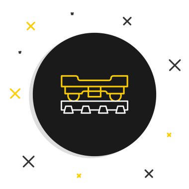 Çizgi yük vagonu simgesi beyaz arka planda izole edildi. Yük vagonu. Demiryolu taşımacılığı. Renkli taslak konsepti. Vektör