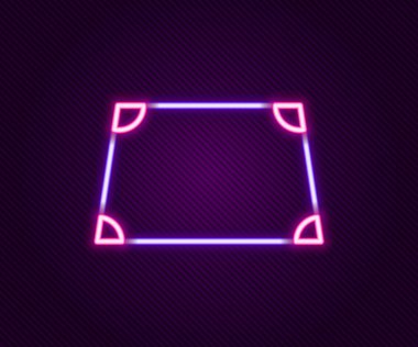 Parlayan neon hattı Akut trapezoid şekil simgesi siyah arkaplanda izole edildi. Renkli taslak konsepti. Vektör